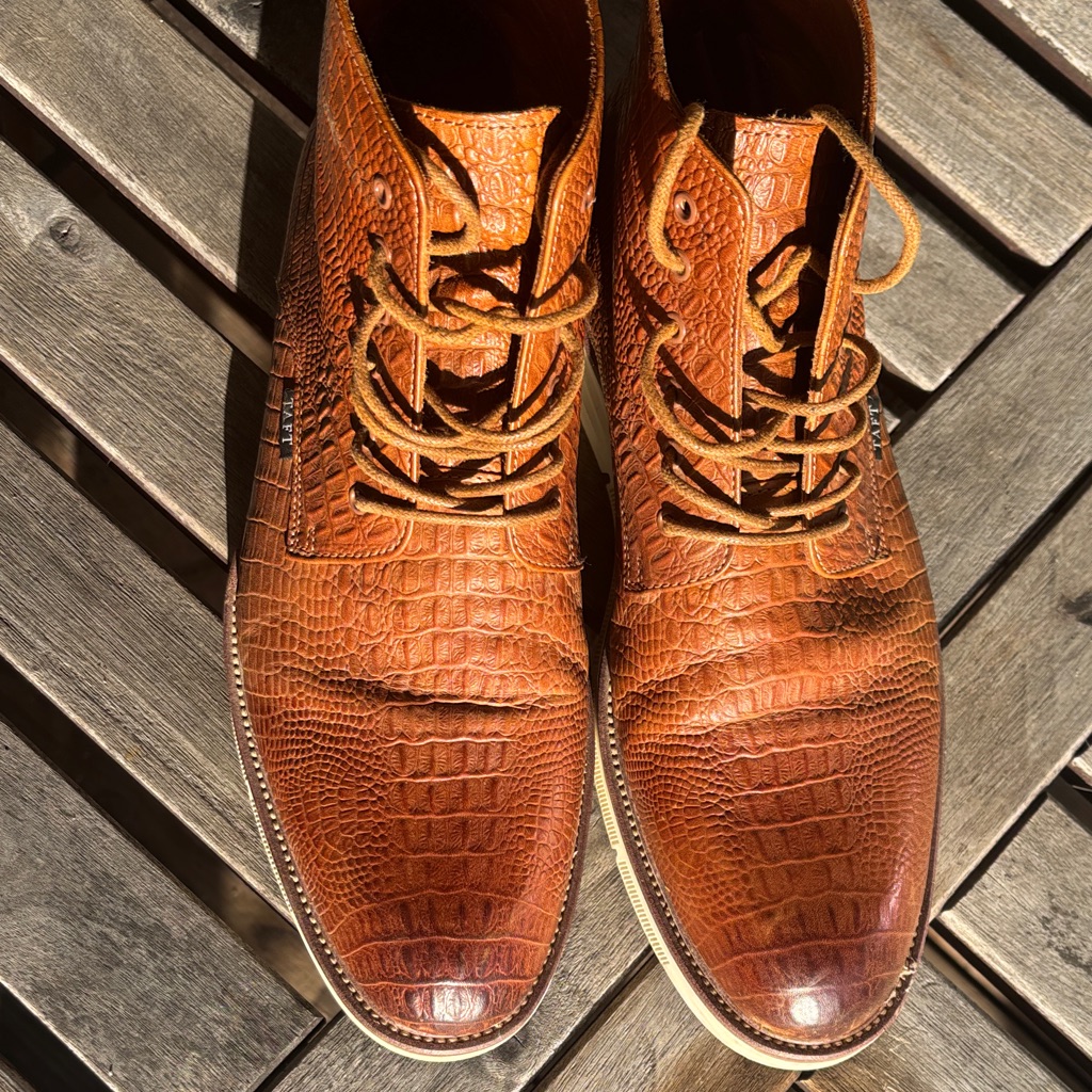 Taft Brown Croc-Embossed Men's Boots